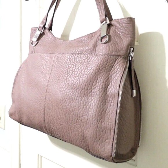 NEW Vince Camuto CASHMERE Taupe 100% Leather XL Satchel Shoulder Bag Expandable - Picture 7 of 13